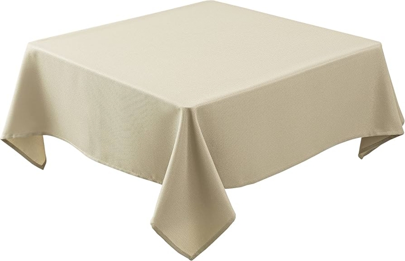 Tablecloth Beige Honeycomb Woven Texture Water Resistant Dining Linens