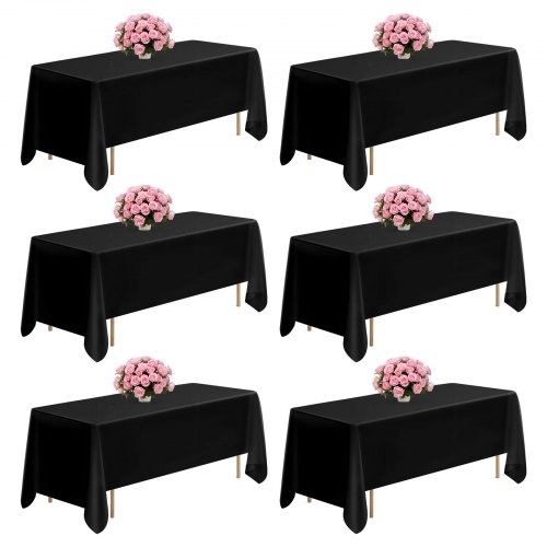 Tablecloth Black Floor Length Rectangular Seamless Polyester Formal