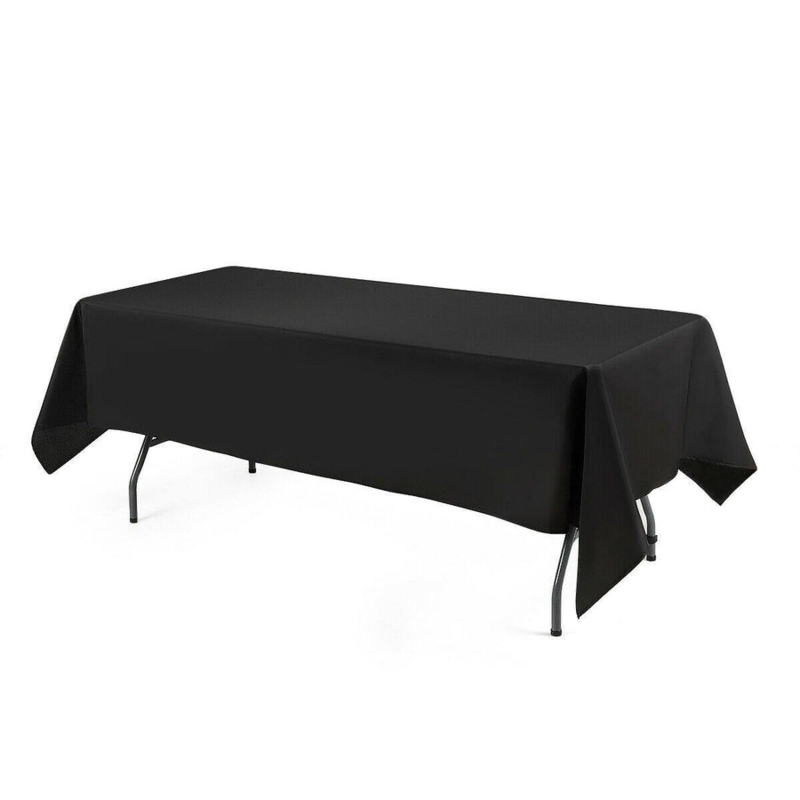Tablecloth Black Rectangular Synthetic Tailored Corners Formal Event