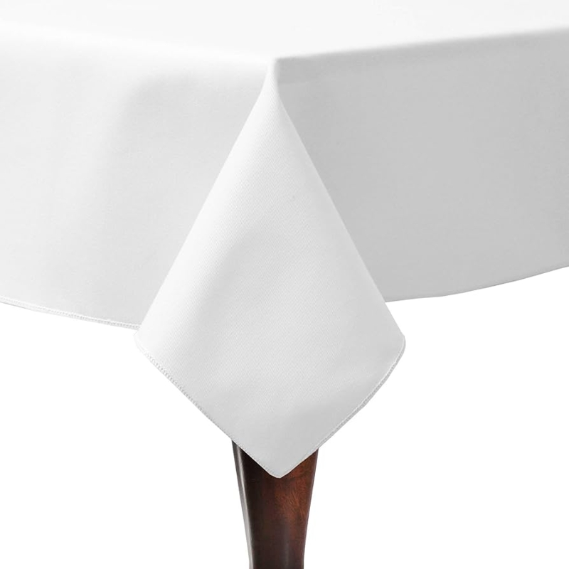 Tablecloth Crisp White Twill Texture Square With Hemmed Edge Classic