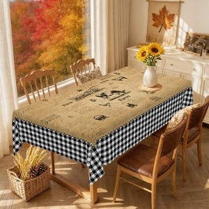 Tablecloth Farmhouse Animal Illustrations Buffalo Check Border Rustic