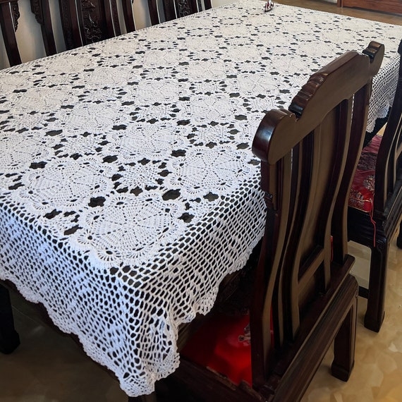 Tablecloth Floral Medallion Crochet, White Crochet Lace Tablecloth