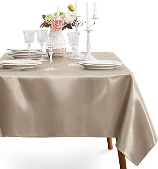 Tablecloth Glossy Champagne Satin Fluid Drape Sophisticated Wedding