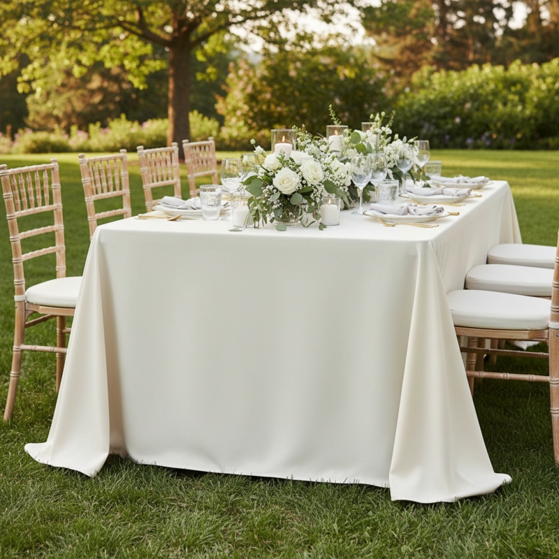 Tablecloth Ivory Floor Length Drape Classic Romantic Garden Party