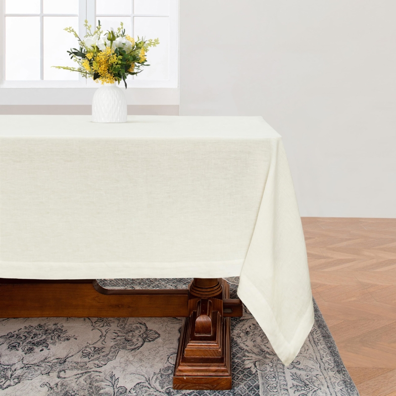 Tablecloth Jacquard Weave Linen Like Traditional Setting