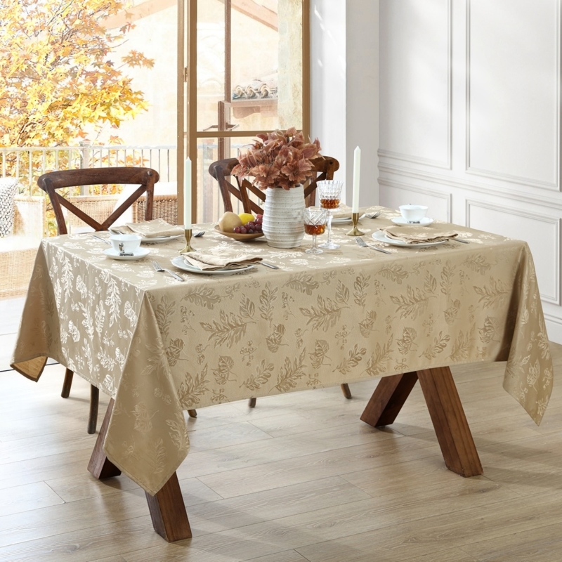 Tablecloth Jacquard Woven Leaf Pattern Transitional Autumn