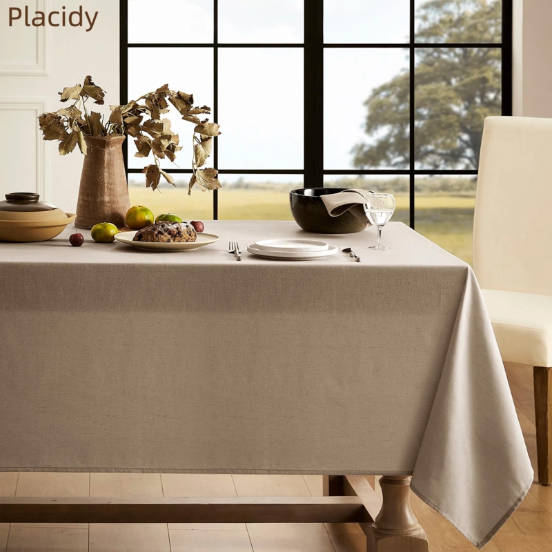 Tablecloth Khaki Slubbed Texture Rustic Modern Farmhouse