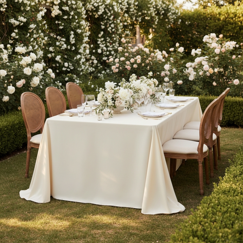 Tablecloth Light Ivory Floor Length French Country Garden Dining Decor