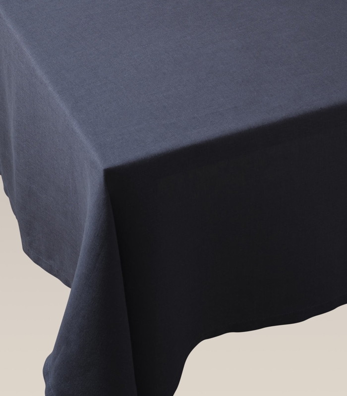 Tablecloth Midnight Blue Linen Like Woven Texture Minimalist Dark Navy