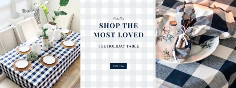 Tablecloth Navy Buffalo Check Pattern Holiday Styling Farmhouse Decor