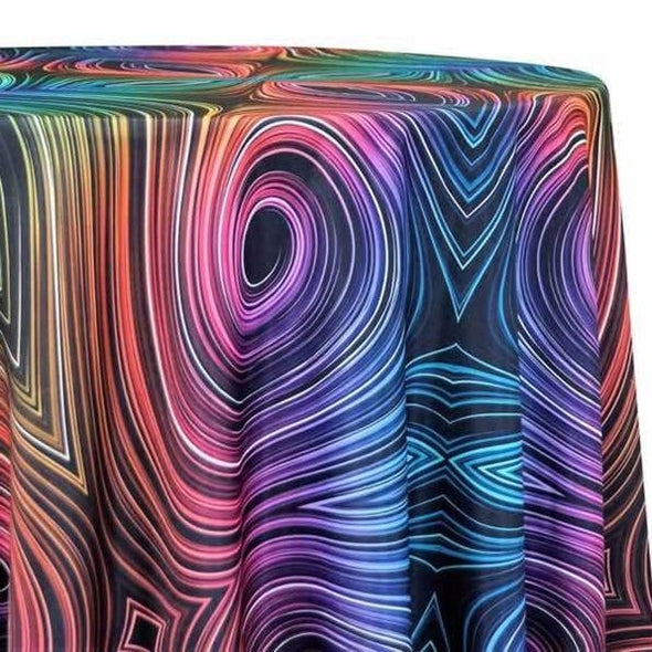 Tablecloth Neon Abstract Print Floor Length Maximalist Swirl Pattern