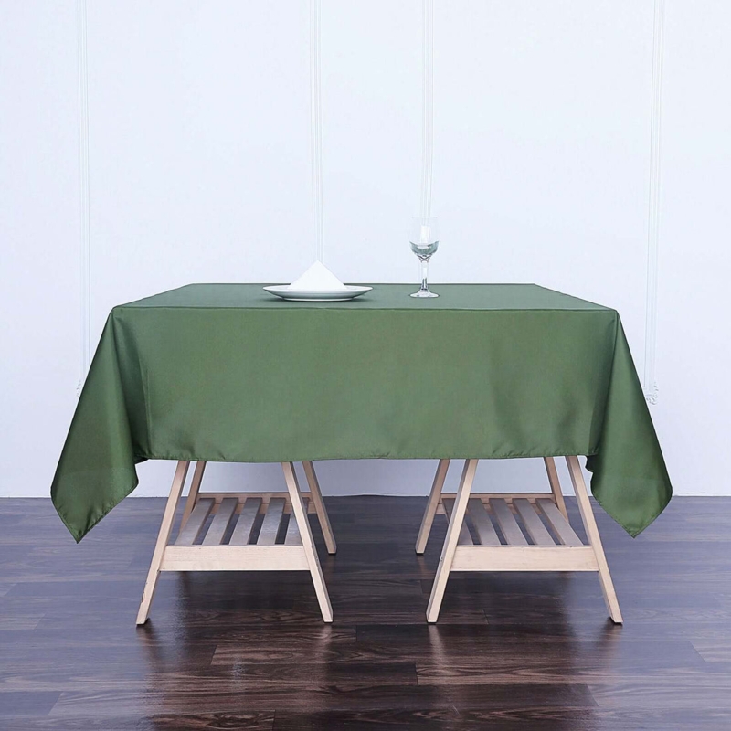 Tablecloth Olive Green Wrinkle Resistant Matte Finish Modern Rustic Setup
