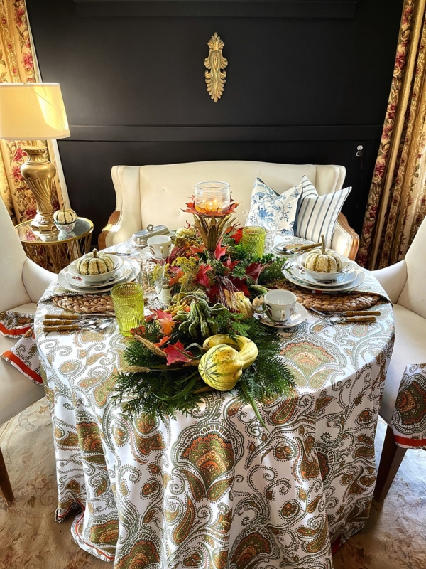 Tablecloth Paisley Pattern Harvest Centerpiece Autumn Harvest Tablescape