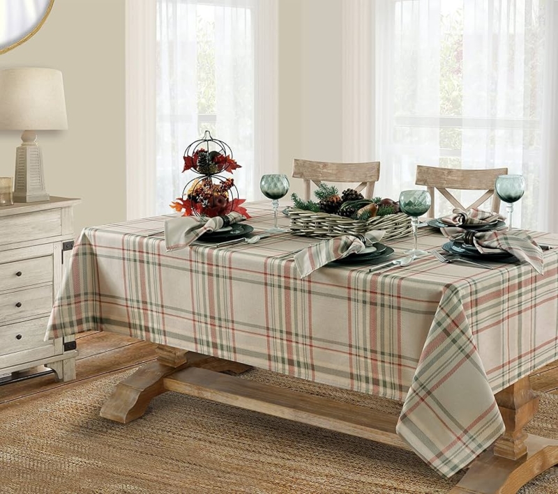 Tablecloth Plaid Tablecloth Farmhouse Dining Autumnal Palette Oversized