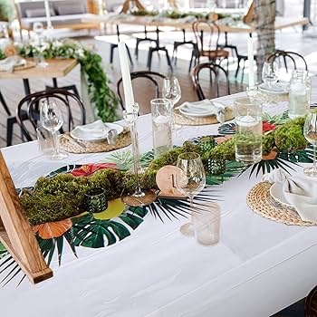 Tablecloth Rectangular Disposable Plastic Tropical Palm Luau Party