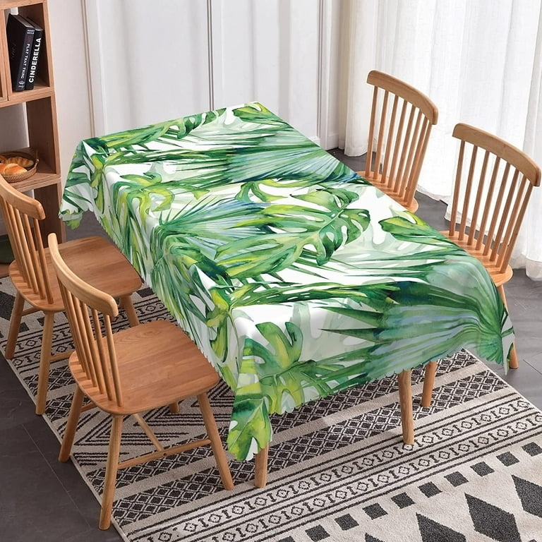 Tablecloth Rectangular Watercolor Monstera Leaf Print Modern Dining