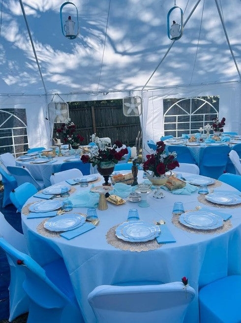 Tablecloth Round Light Blue Polyester Floor Length Formal Event