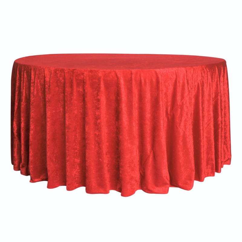 Tablecloth Round Red Velvet Plush Floor Length Glam Event