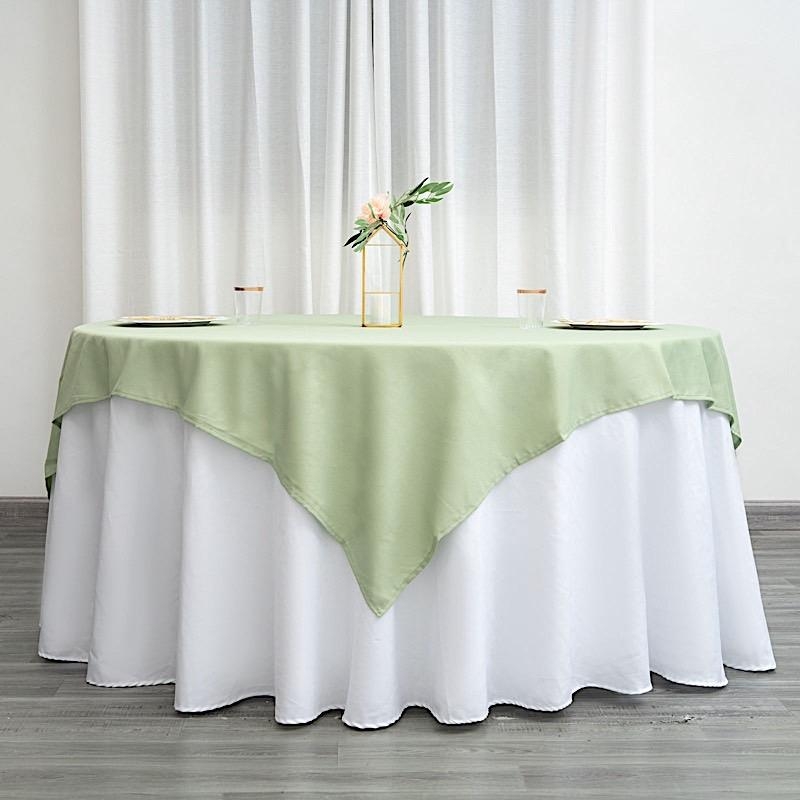 Tablecloth Sage Green Square Overlay Floor Length Layered Formal Setting