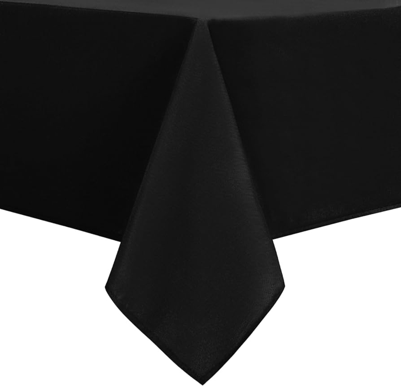 Tablecloth Solid Black Square Sharp Corner Fold Sophisticated Linen