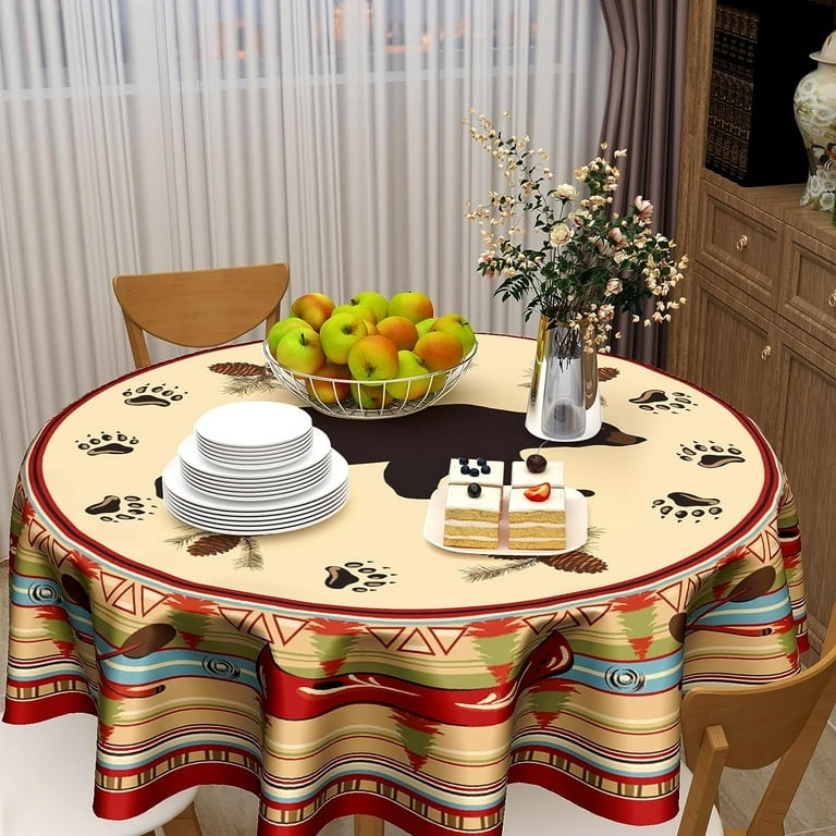 Tablecloth Southwestern Border Table Linen Bear Silhouette Geometric