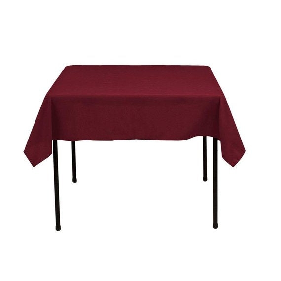 Tablecloth Square Burgundy Color Matte Finish Traditional Style