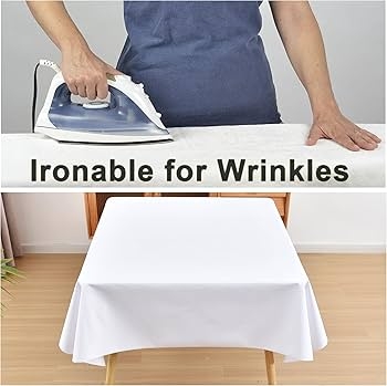 Tablecloth Square White Polyester Ironable Minimalist Dining Table Setup