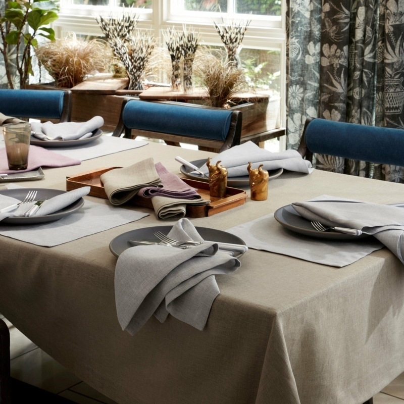 Tablecloth Stone Grey Palette Linen Textured Layered Styling Elegant