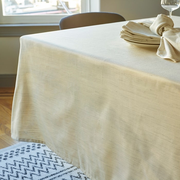 Tablecloth Tan Melange Heathered Cotton Cozy Minimalist