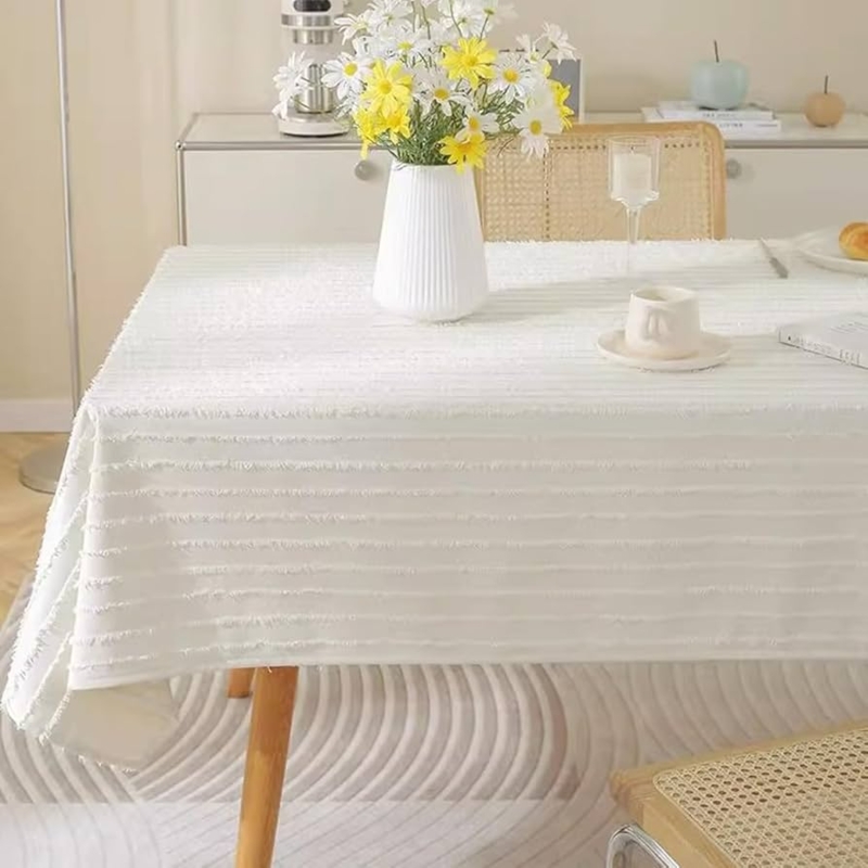 Tablecloth Tufted Stripes Fringe Texture Boho Chic