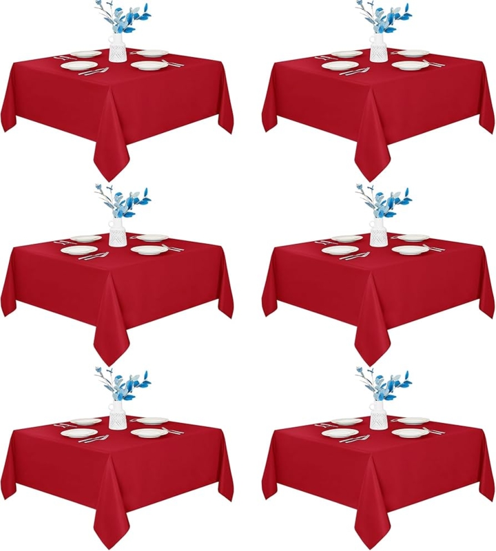 Tablecloth Vibrant Red Matte Tailored Drop Bold Dining Table Setup