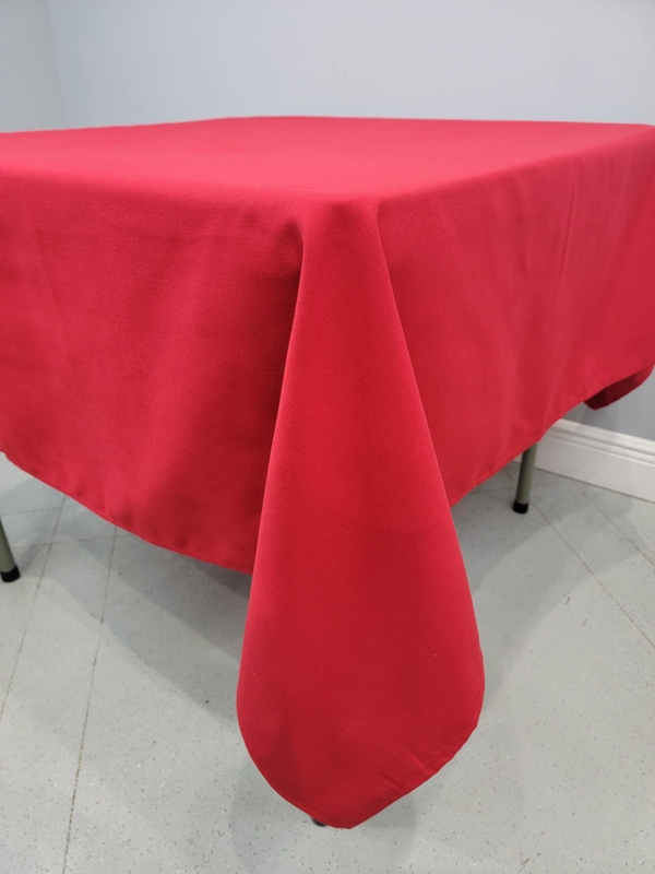 Tablecloth Vibrant Red Matte Woven Texture Square Functional Linen
