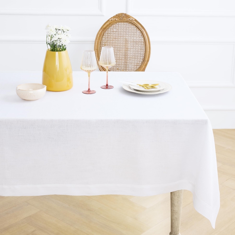 Tablecloth White Linen Like Overhanging Drape Airy Styling Decor