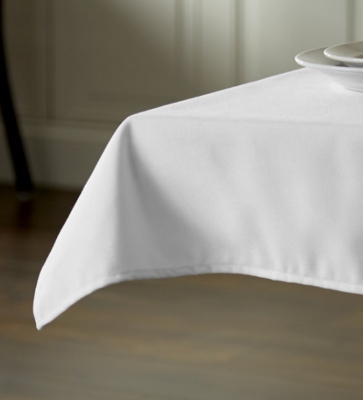 Tablecloth White Square Hemmed Edge Matte Draped Silhouette Classic Style