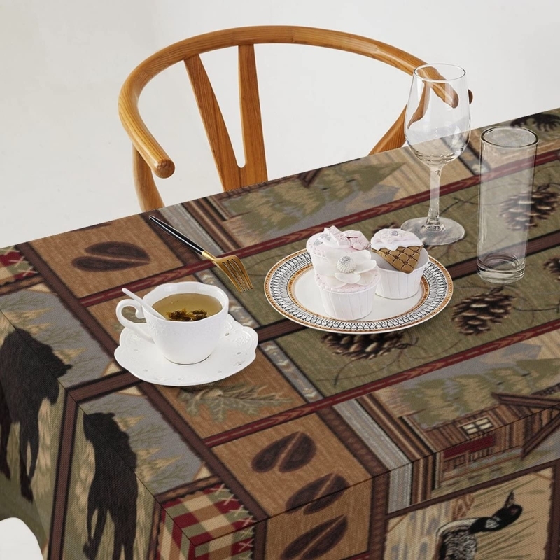 Tablecloth Wildlife Patchwork Dining Decor Cabin Aesthetic