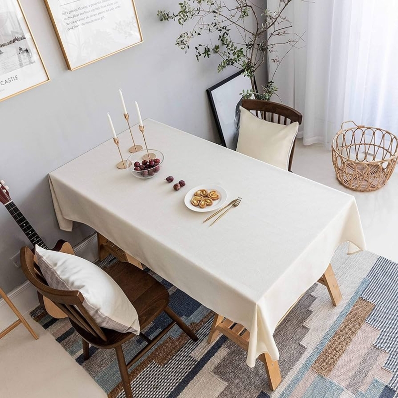 Tablecloth Woven Fabric for Minimalist Scandinavian Dining Setup