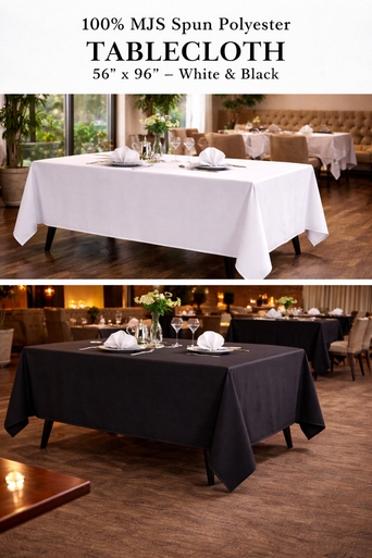 Tablecloths Black and White Rectangular Linen Look Polyester Restaurant