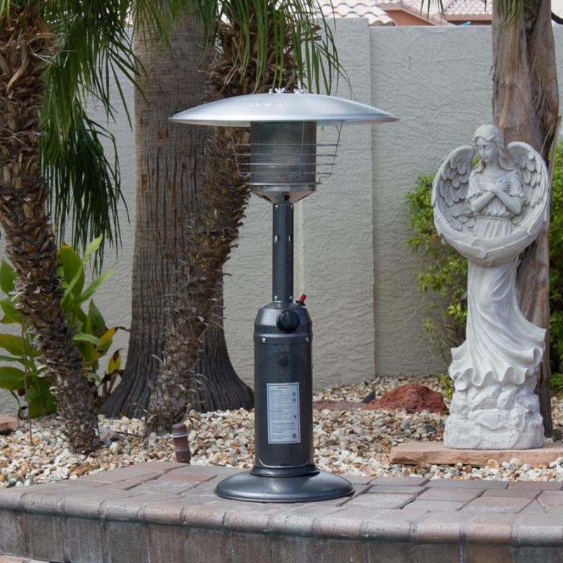Tabletop Patio Heater, Hammered Silver Finish Outdoor Heating.