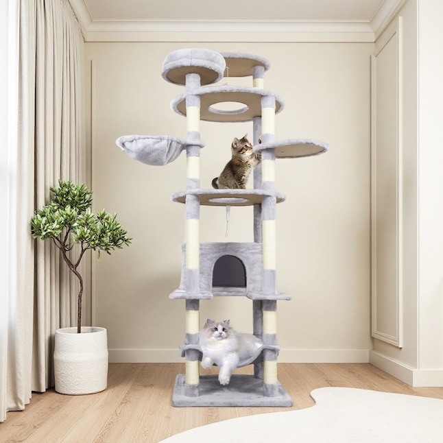 Tall 78-Inch Cat Tree Tower with Integrated Hammocks and Plush Perches