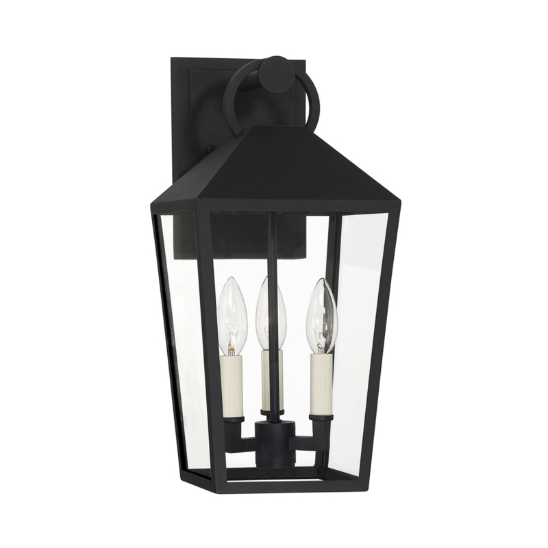 Tapered Silhouette Outdoor Wall Lantern, Three Light Candelabra