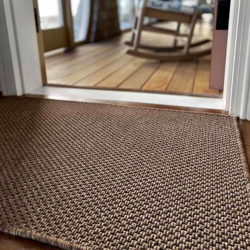 Textured Brown Doormat With Chunky Woven Fibers