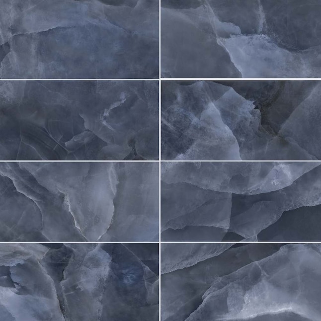 The Tile Life Geo Lush Glossy Blue 12-in x 24-in Polished Porcelain Marble  Look Floor and Wall Tile (13.56-sq. ft/ Carton) TONYX1224GB at