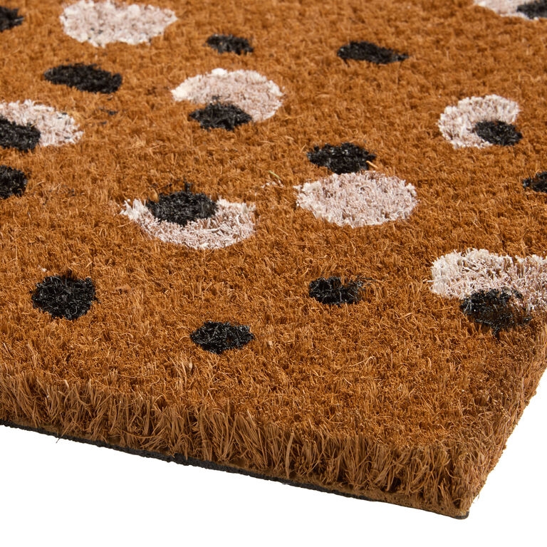 Thick Pile Coir Doormat with Camel and Black Leopard Spots