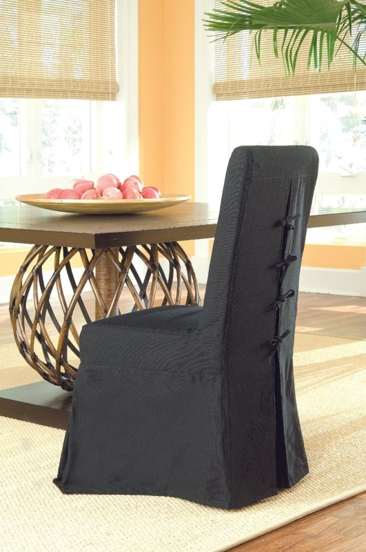 Tie-Back Dining Chair Slipcover Floor Length Skirt