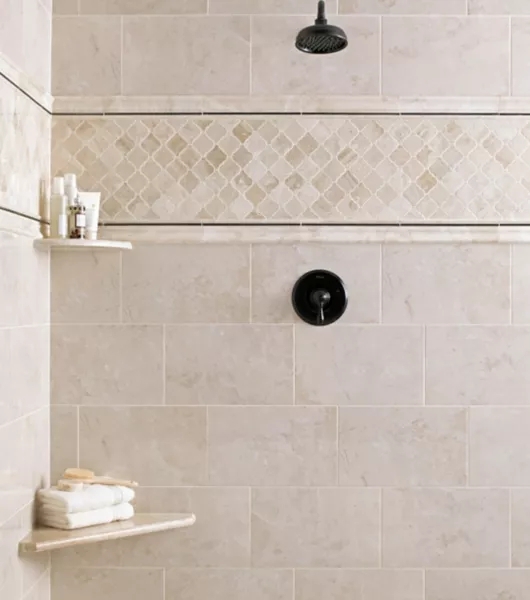 Tile Arabesque Mosaic Band Accent Matte Stone-Like Transitional