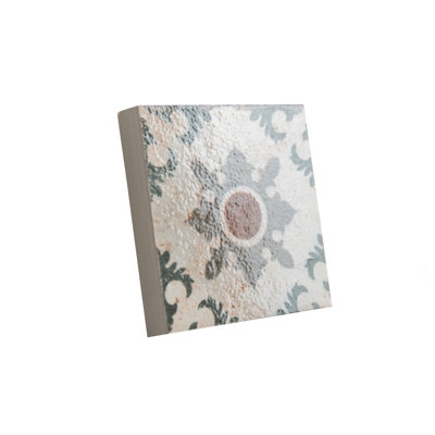 Tile Distressed Damask Pattern Floral Medallion Center Sage