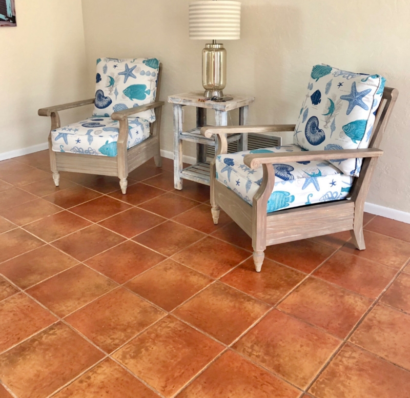 Tile Floor Large Terracotta Coastal Living Room Rustic