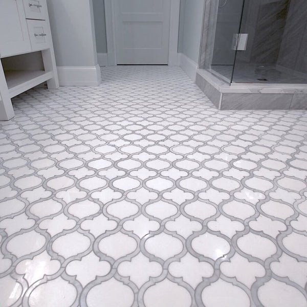 Tile Flooring Precision Waterjet Thassos Carrara Look