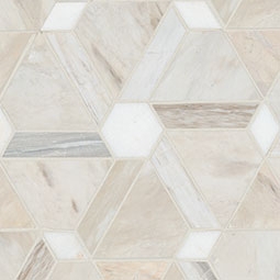 Tile Geometric Mosaic Pattern Neutral Veined Stone Interlocking