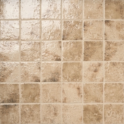 Tile Glossy Rustic Finish Earthy Tonal Variation Square Beige